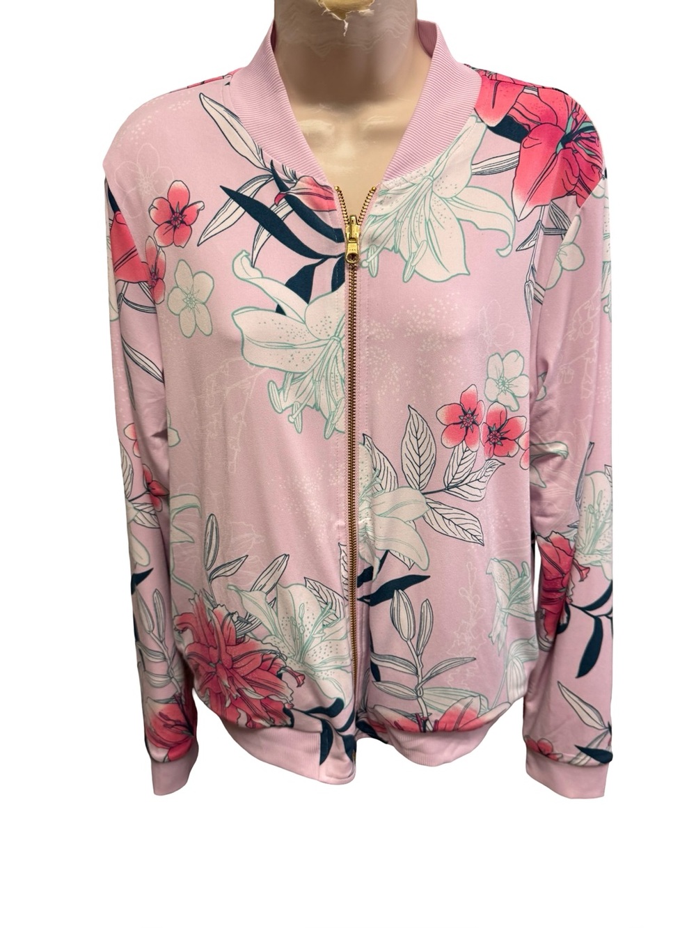 1096 / Iman Floral Zip Up Jacket Women’s Size Small